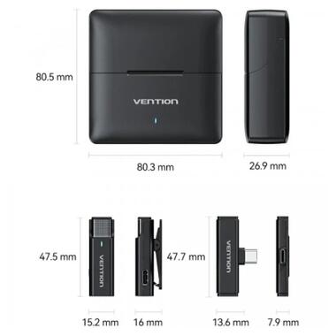 Микрофон Vention USB-C 2-Pack Wireless Lavalier with Charging Case (NCAB0) фото №3
