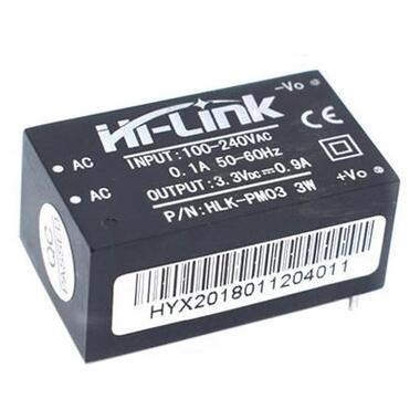 Перетворювач напруги компактний Hi-Link
AC-DC 220В-3.3В 0.9А HLK-PM03 фото №1