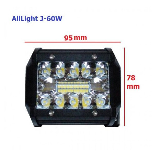 Світлодіодна фара далекого світла AllLight J-60W 20 chip EPISTAR 9-30V фото №1