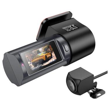 Відеореєстратор HOCO DV8 2K display hidden driving recorder with rear camera Black (6942007623384) фото №2