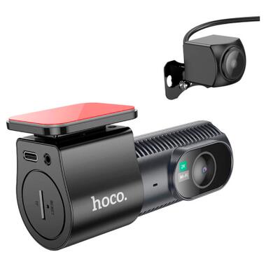 Відеореєстратор HOCO DV8 2K display hidden driving recorder with rear camera Black (6942007623384) фото №1