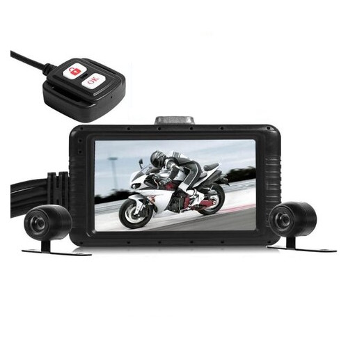 Відеореєстратор для мотоцикла FHD SE100 HD 720P 2 камери пульт керування фото №1