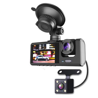 Відеореєстратор автомобільний USB нічний режим 3 камери мікрофон екран microSD G сенсор APPIX С1 (AC1B) фото №3