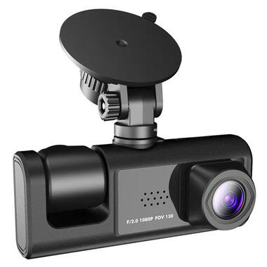 Відеореєстратор автомобільний USB нічний режим 3 камери мікрофон екран microSD G сенсор APPIX С1 (AC1B) фото №2