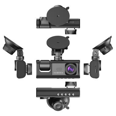 Відеореєстратор автомобільний USB нічний режим 3 камери мікрофон екран microSD G сенсор APPIX С1 (AC1B) фото №5