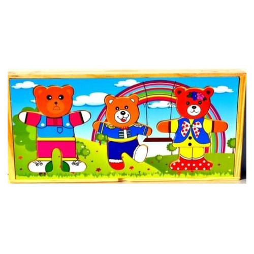 Дерев'яна дошка-вкладиш Сім'я ведмедиків Huada Toys B203 фото №1