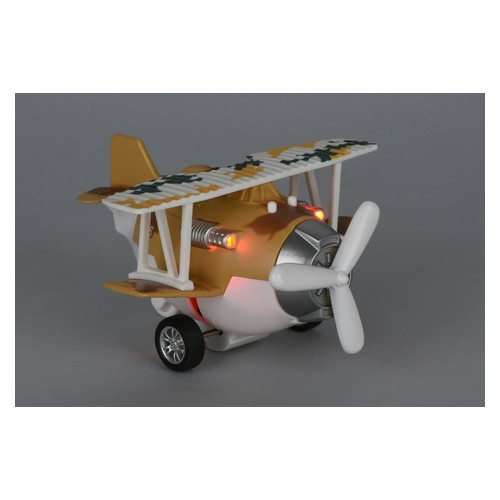 Літак металевий інерційний Same Toy Aircraft коричневий зі світлом та музикою (SY8015Ut-3) фото №2