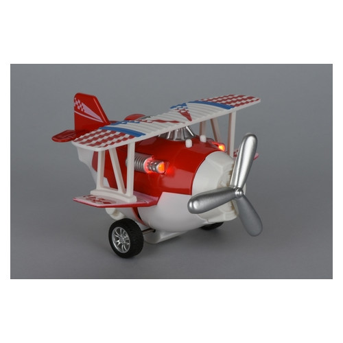 Літак металевий інерційний Same Toy Aircraft червоний зі світлом та музикою (SY8012Ut-3) фото №2