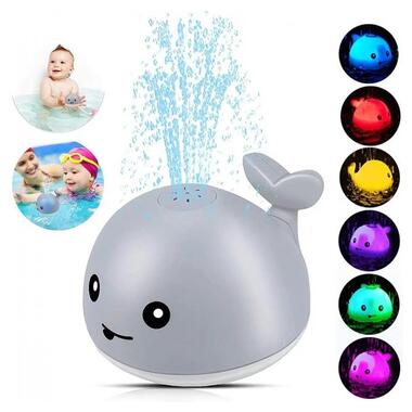 Іграшка у ванну для малюків Кит фонтан Mini Whale Fountain Сірий плаваючі іграшки для купання   фото №1