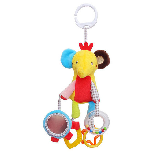 Дитяче брязкальце A-Toys WD210219-3 підвіска тварина м'яка з прорізувачем та дзеркалом Слон фото №1