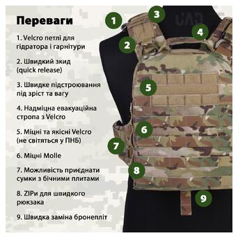 Плитоноска модульна AVS Tactical Vest з боковим захистом Emerson Мультикам фото №3