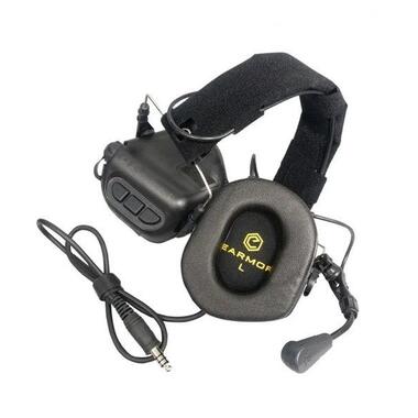 Тактичні навушники EArmor M32 MOD3 з мікрофоном black  фото №1