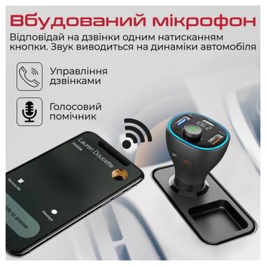 FM-трансмиттер Promate PowerTune 38W USB-A OTG/USB-A QC3.0/USB-C PD Black (powertune-38w.black) фото №4
