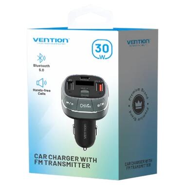 Автомобільний FM-трансміттер Vention PD 54W 3-Port USB (C+A+A) LED/USB Flash/Bluetooth, вольтметр (FFLB0) фото №4