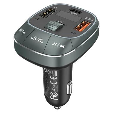 Автомобільний FM-трансміттер Vention PD 54W 3-Port USB (C+A+A) LED/USB Flash/Bluetooth, вольтметр (FFLB0) фото №1