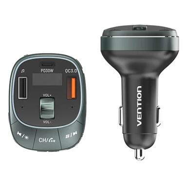 Автомобільний FM-трансміттер Vention PD 54W 3-Port USB (C+A+A) LED/USB Flash/Bluetooth, вольтметр (FFLB0) фото №3