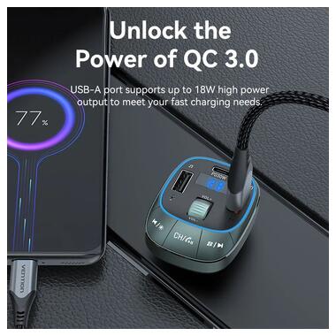 Автомобільний FM-трансміттер Vention PD 54W 3-Port USB (C+A+A) LED/USB Flash/Bluetooth, вольтметр (FFLB0) фото №10