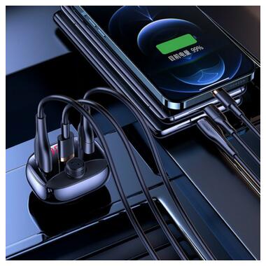 FM-трансмітер Usams US-CC143 C25 50W 2A+C 3 Ports Digital Display Wireless FM Car Charger Black фото №6