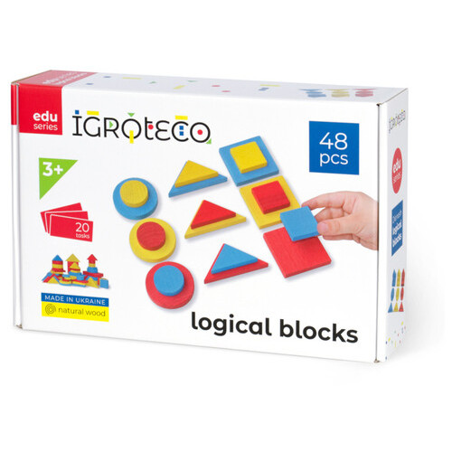 Навчальний набір Igroteco Логічні блоки Дьєнеша 900408, 48 деталей фото №1