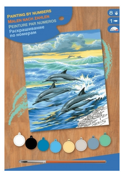 Набір для творчості Sequin Art PAINTING BY NUMBERS JUNIOR Dolphins SA0031 фото №1