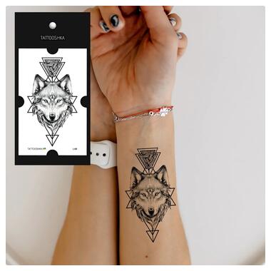 Временная татуировка TATTOOSHKA Волк графический L-69 черный  фото №2