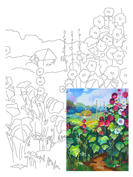 Полотно на картоні Rosa з контуром Пейзаж № 17 30 x 40 см (4820149891941) фото №1