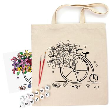 Набір для творчості Rosa екосумка-розмальовка, Квітковий велосипед 38х42см (4823098538448) фото №1