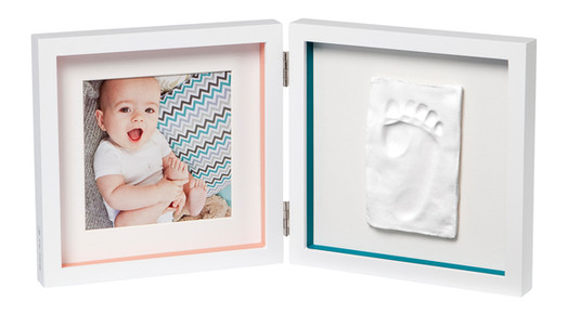 Набор для создания отпечатка ручки и ножки малыша Baby Art Двойная рамка Белая с полосками (3601095100) фото №1