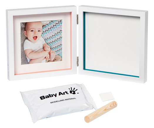 Набор для создания отпечатка ручки и ножки малыша Baby Art Двойная рамка Белая с полосками (3601095100) фото №2