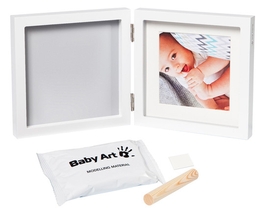 Набір для створення відбитка ручки та ніжки малюка Baby Art Подвійна рамка квадратна Біло/сіра (3601095200) фото №2