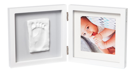 Набір для створення відбитка ручки та ніжки малюка Baby Art Подвійна рамка квадратна Біло/сіра (3601095200) фото №1