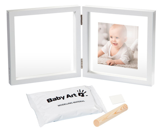 Набір для створення відбитка ручки та ніжки малюка Baby Art Подвійна рамка Прозора з відбитком фото №2