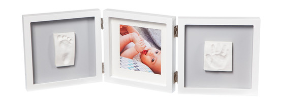 Набір для створення відбитка ручки та ніжки малюка Baby Art Потрійна рамка квадратна Біло/сіра (3601095500) фото №1