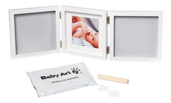 Набір для створення відбитка ручки та ніжки малюка Baby Art Потрійна рамка квадратна Біло/сіра (3601095500) фото №2