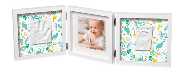 Набор для создания отпечатка ручки и ножки малыша Baby Art Тройная рамка Белая (3601095600) фото №1