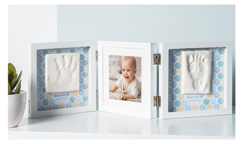 Набор для создания отпечатка ручки и ножки малыша Baby Art Тройная рамка Белая (3601095600) фото №6