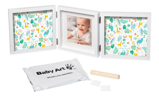 Набор для создания отпечатка ручки и ножки малыша Baby Art Тройная рамка Белая (3601095600) фото №3