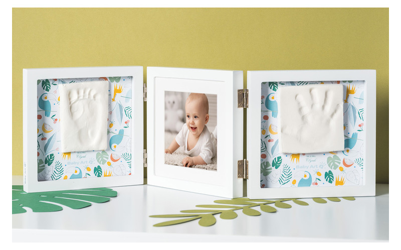 Набор для создания отпечатка ручки и ножки малыша Baby Art Тройная рамка Белая (3601095600) фото №2