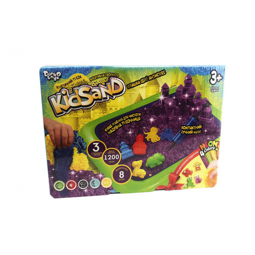 Комплект креативної творчості Кінетичний пісок KidSand 1200 г пісочниця Danko Toys 8096DT фото №2
