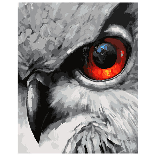 Картина за номерами Strateg ПРЕМІУМ Око сови з лаком та рівнем розміром 40х50 см (SY6658) фото №1