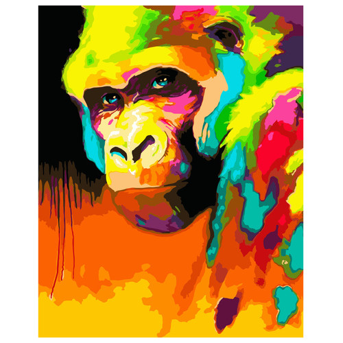 Картина за номерами Strateg ПРЕМІУМ Арт-мавпа з лаком та рівнем розміром 40х50 см (SY6671) фото №1