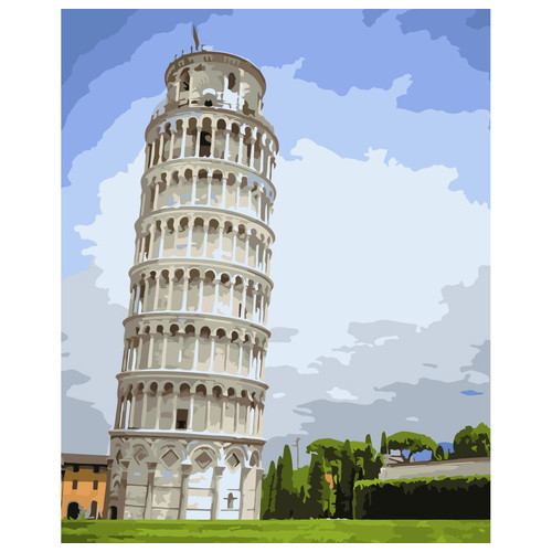 Картина за номерами Strateg ПРЕМІУМ Пізанська башня з лаком та рівнем розміром 30х40 см (SS-6608) фото №1
