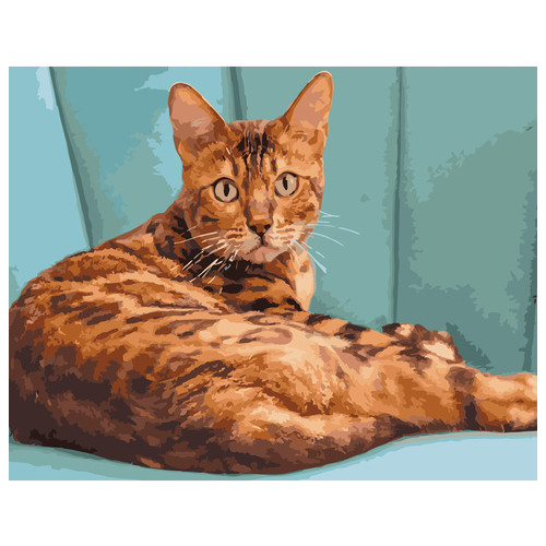 Картина за номерами Strateg ПРЕМІУМ Леопардова кішка розміром 40х50 см (GS252) фото №1