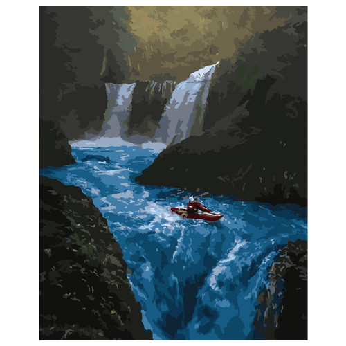 Картина за номерами Strateg ПРЕМІУМ Купання в гірській річці розміром 40х50 см (GS290) фото №1