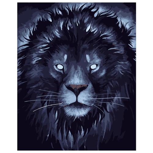 Картина за номерами Strateg ПРЕМІУМ Темний лев розміром 40х50 см (DY196) фото №1