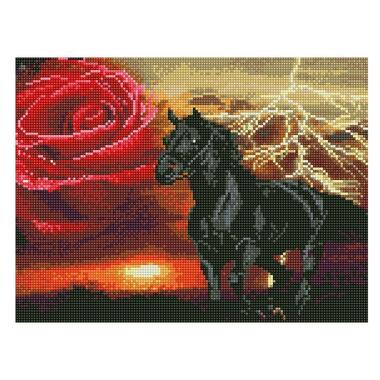 Алмазна мозаїка Rainbow Art Чорний кінь EJ1364 40х30 см  фото №1