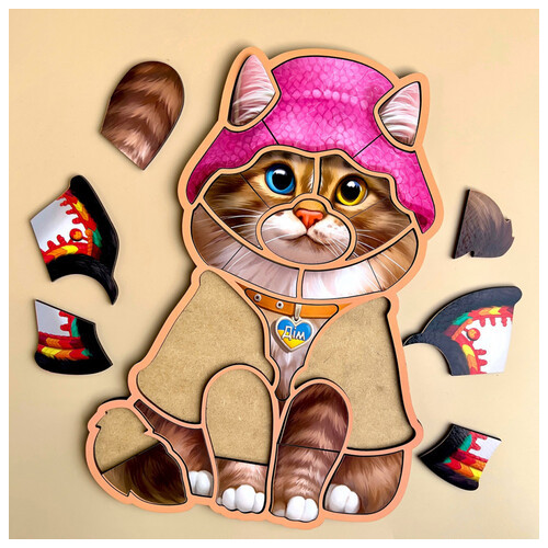 Деревянный контурный пазл Ubumblebees Украинский котик (ПСФ136) PSF136 контурный  фото №2