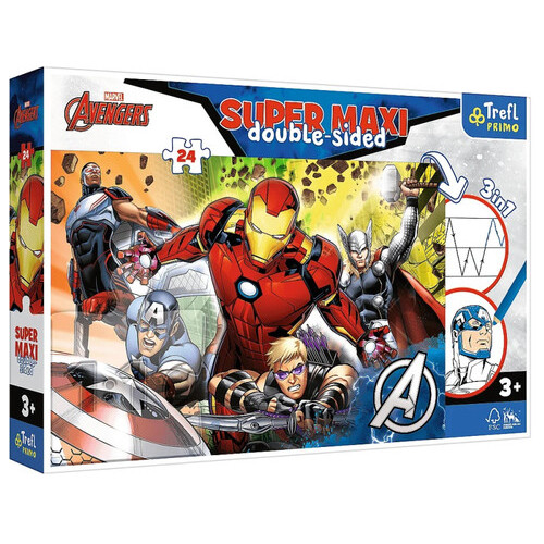Дитячі пазли Trefl SUPER МАХІ Marvel Разом сильніше Trefl 41007 24 елементи з розфарбуванням фото №1