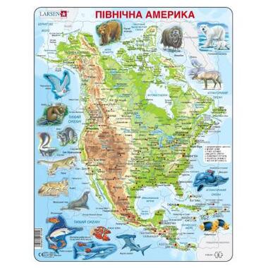 Пазл Larsen рамка-вкладиш Карта Північної Америки - тваринний світ (A32-UA) фото №1