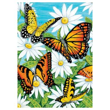 Алмазна мозаїка Strateg ПРЕМІУМ Метелики в ромашках без підрамника розміром 30х40 см (GD86103) фото №1